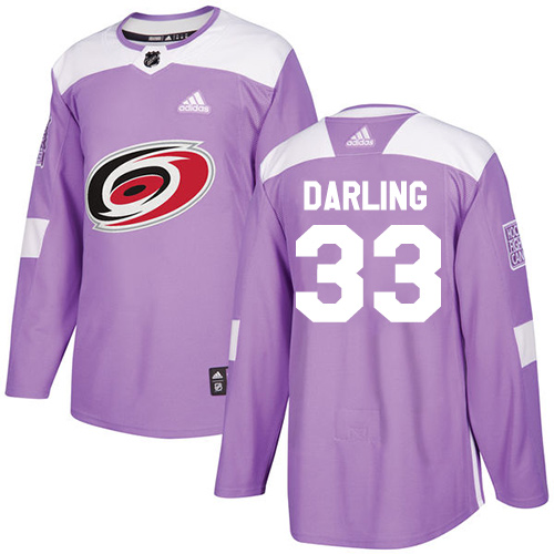 Adidas Carolina Hurricanes #33 Scott Darling Purple Authentic Fights Cancer Stitched Jersey Men's