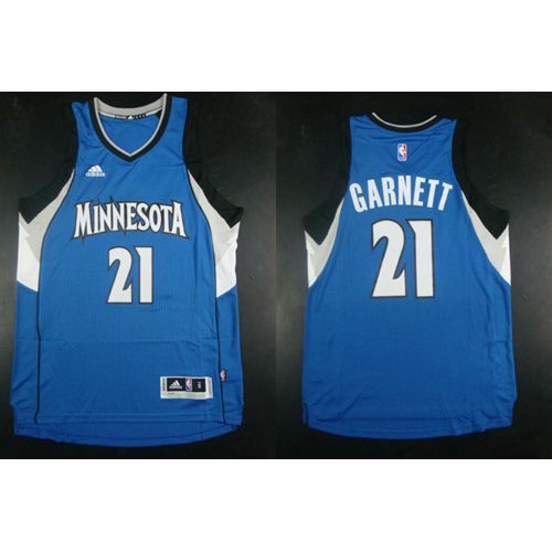 Minnesota Timberwolves #21 Kevin Garnett Blue Road Stitched Jersey Mens
