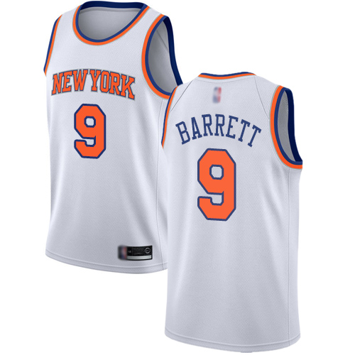 New York Knicks #9 R.J. Barrett White Swingman Association Edition Jersey Mens