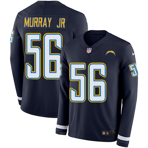 Los Angeles Chargers #56 Kenneth Murray Jr Navy Blue Team Color Youth Stitched Limited Therma Long Sleeve Jersey Youth