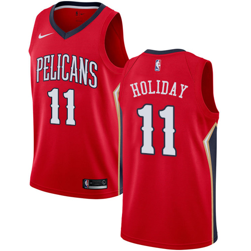 New Orleans Pelicans #11 Jrue Holiday Red Swingman Statement Edition Jersey Mens