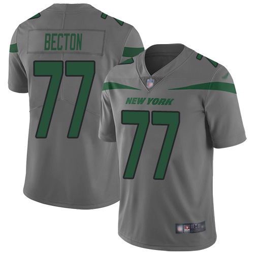 New York Jets #77 Mekhi Becton Gray Men's Stitched Limited Inverted Legend Jersey Men's