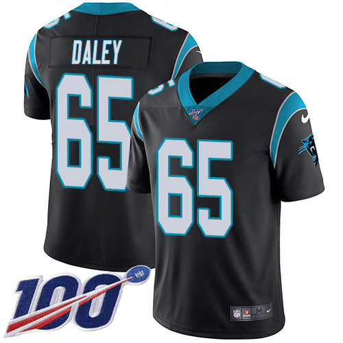 Carolina Panthers #65 Dennis Daley Black Team Color Youth Stitched 100th Season Vapor Untouchable Limited Jersey Youth