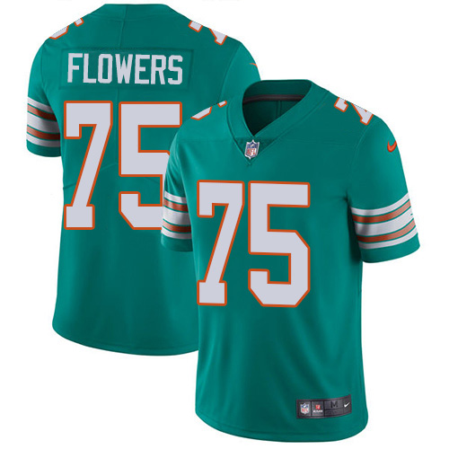 Miami Dolphins #75 Ereck Flowers Aqua Green Alternate Men's Stitched Vapor Untouchable Limited Jersey Men's
