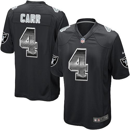Raiders #4 Derek Carr Black Team Color Men's Stitched Limited Strobe Jersey