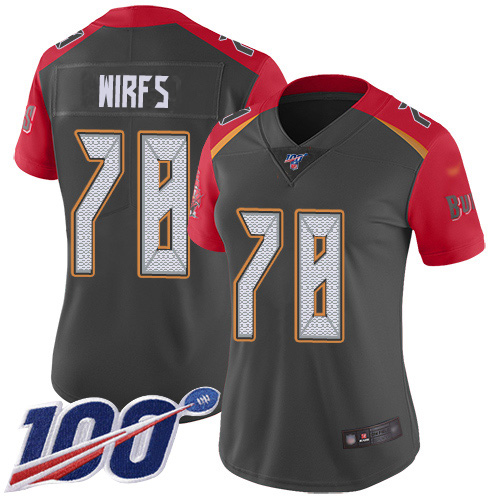 Tampa Bay Buccaneers #78 Tristan Wirfs Gray Women's Stitched Limited Inverted Legend 100th Season Jersey Womens