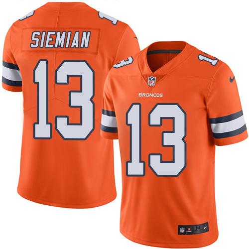 Denver Broncos #13 Trevor Siemian Orange Men's Stitched Limited Rush Jersey Men's
