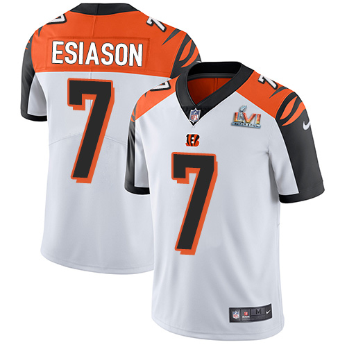Cincinnati Bengals #7 Boomer Esiason White Super Bowl LVI Patch Youth Stitched Vapor Untouchable Limited Jersey Youth
