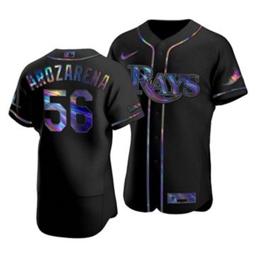 Tampa Bay Tampa Bay Rays #56 Randy Arozarena Men's Iridescent Holographic Collection Jersey - Black Men's