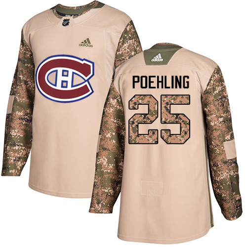 Adidas Montreal Canadiens #25 Ryan Poehling Camo Authentic 2017 Veterans Day Stitched Jersey Men's