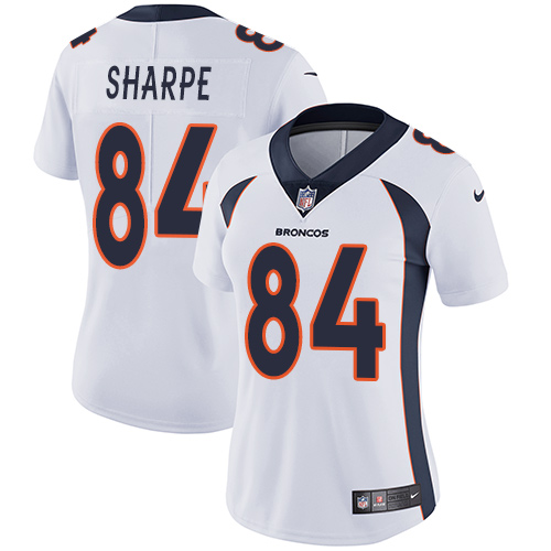 Denver Broncos #84 Shannon Sharpe White Women's Stitched Vapor Untouchable Limited Jersey Womens