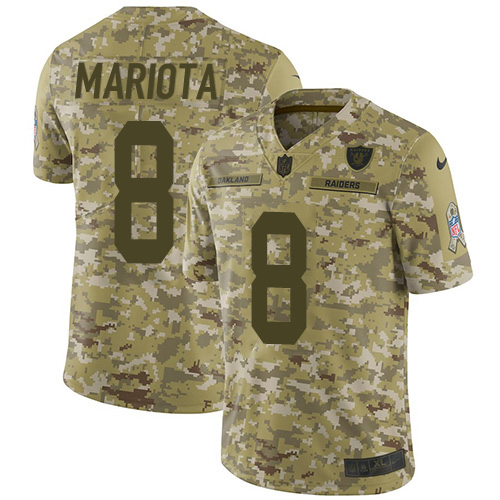 Las Vegas Raiders #8 Marcus Mariota Camo Men's Stitched Limited 2018 Salute To Service Jersey Men's