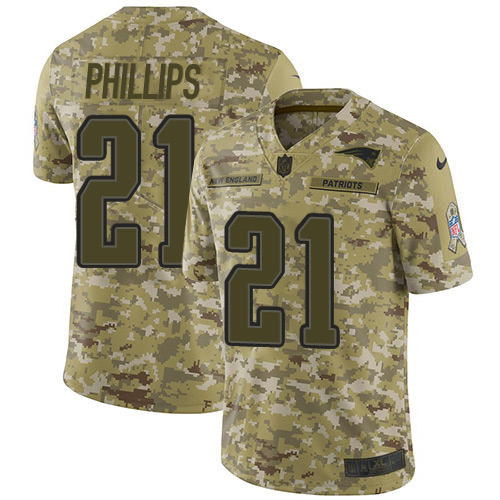 New England Patriots #21 Adrian Phillips Camo Men's Stitched Limited 2018 Salute To Service Jersey Men's
