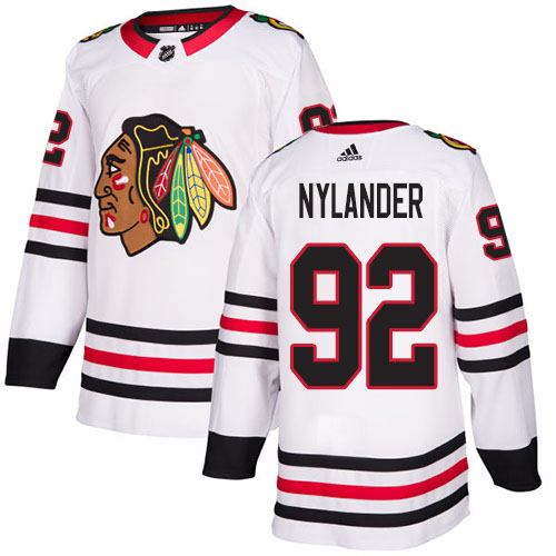Adidas Chicago Blackhawks #92 Alexander Nylander White Road Authentic Stitched Jersey Men's