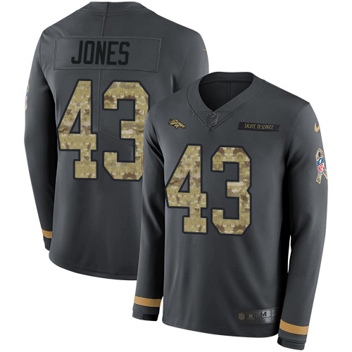 Denver Broncos #43 Joe Jones Anthracite Salute to Service Youth Stitched Limited Therma Long Sleeve Jersey Youth