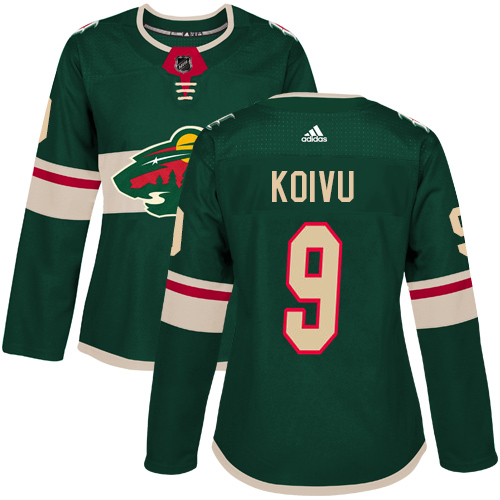 Adidas Minnesota Wild #9 Mikko Koivu Green Home Authentic Women's Stitched Jersey Womens