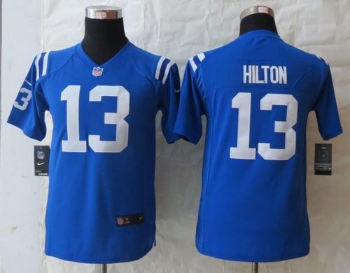 Colts #13 T.Y. Hilton Royal Blue Team Color Youth Stitched Elite Jersey