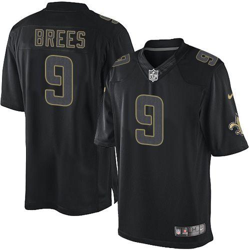 Saints #9 Drew Brees Black Men's Stitched Impact Limited Jersey