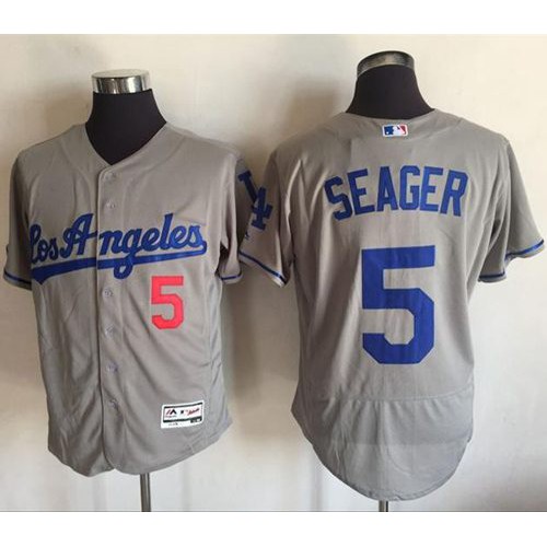 Los Angeles Dodgers #5 Corey Seager Grey Flexbase Authentic Collection Road Stitched Jersey Men's