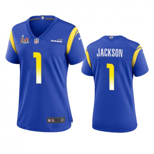 Los Angeles Los Angeles Rams #1 Desean Jackson Women's Super Bowl LVI Patch Game Jersey - Royal Womens