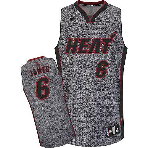 Miami Heat #6 LeBron James Grey Static Fashion Stitched Jersey Mens