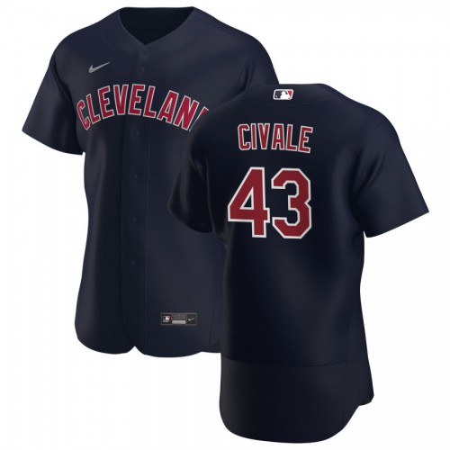 Cleveland Guardians #43 Aaron Civale Men's Navy Alternate 2020 Authentic Player Jersey Men's