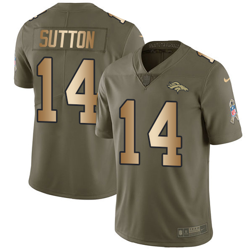 Denver Broncos #14 Courtland Sutton Olive/Gold Men's Stitched Limited 2017 Salute To Service Jersey Men's