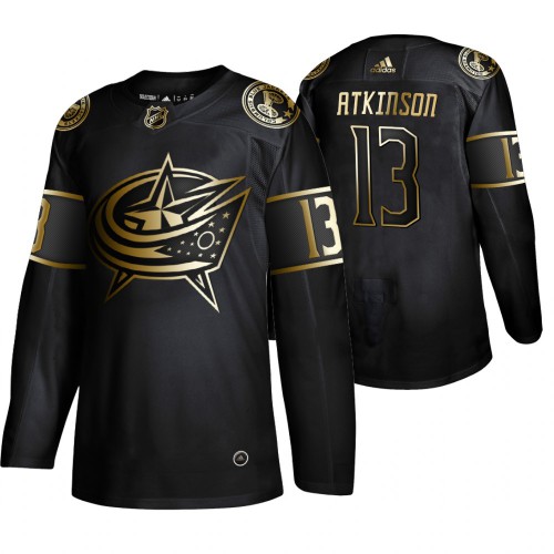 Adidas Columbus Blue Jackets #13 Cam Atkinson Men's 2019 Black Golden Edition Authentic Stitched Jersey Men's