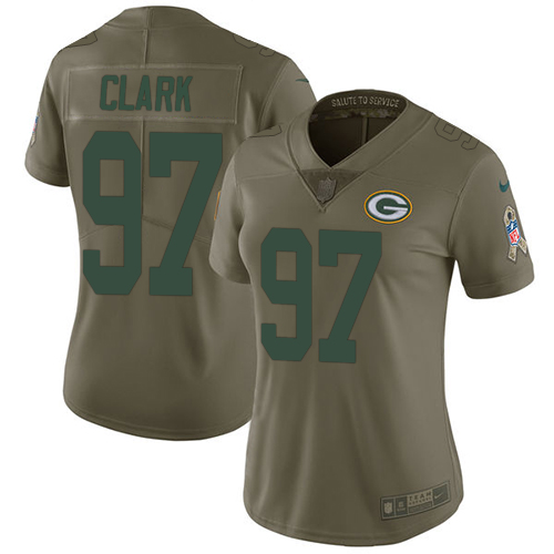 Green Bay Packers #97 Kenny Clark Olive Women's Stitched Limited 2017 Salute to Service Jersey Womens