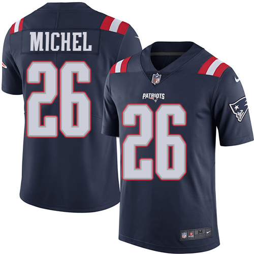 New England Patriots #26 Sony Michel Navy Blue Men's Stitched Limited Rush Jersey Men's