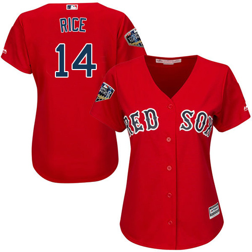 Boston Red Sox #14 Jim Rice Red Alternate 2018 World Series Women's Stitched Jersey Womens