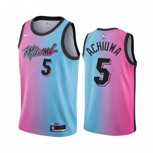 Miami Heat #5 Precious Achiuwa Blue Pink Youth Swingman 2020-21 City Edition Jersey Youth
