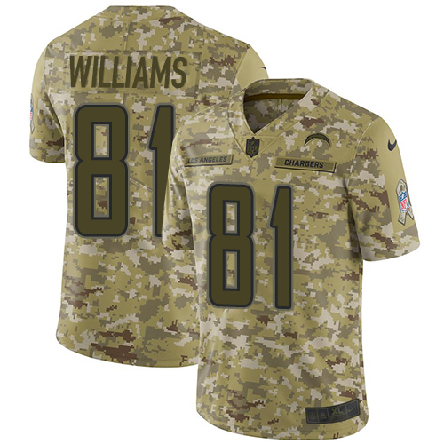 Los Angeles Chargers #81 Mike Williams Camo Men's Stitched Limited 2018 Salute To Service Jersey Men's
