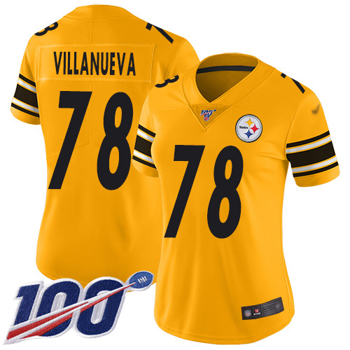 Pittsburgh Steelers #78 Alejandro Villanueva Gold Women's Stitched Limited Inverted Legend 100th Season Jersey Womens
