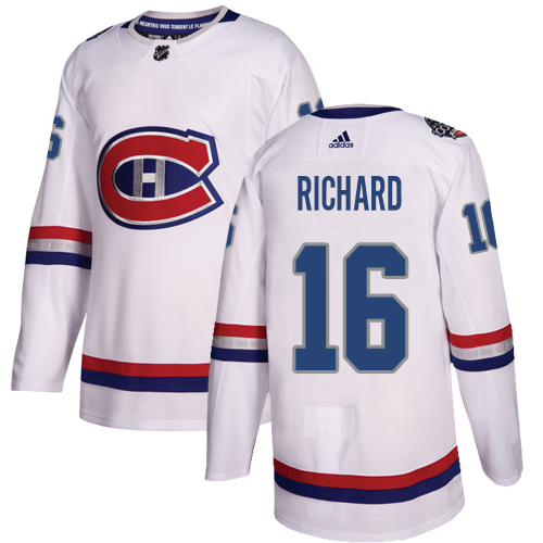 Adidas Montreal Canadiens #16 Henri Richard White Authentic 2017 100 Classic Stitched Jersey Men's