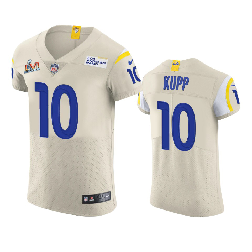 Los Angeles Rams #10 Cooper Kupp Men's Super Bowl LVI Patch Vapor Elite Player Jersey - Bone
