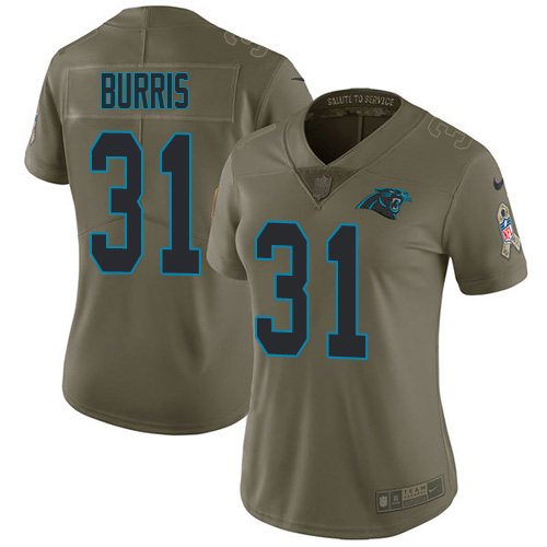Carolina Panthers #31 Juston Burris Olive Women's Stitched Limited 2017 Salute To Service Jersey Womens