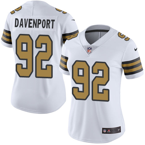 New Orleans Saints #92 Marcus Davenport White Women's Stitched Limited Rush Jersey Womens