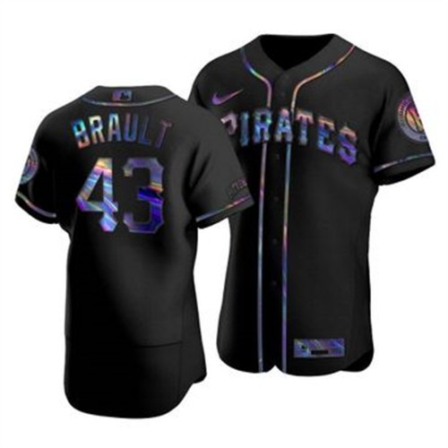 Pittsburgh Pittsburgh Pirates #43 Steven Brault Men's Iridescent Holographic Collection Jersey - Black Men's