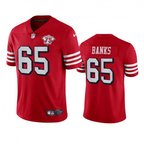 San Francisco 49ers #65 Aaron Banks Red Rush Youth 75th Anniversary Stitched Vapor Untouchable Limited Jersey Youth