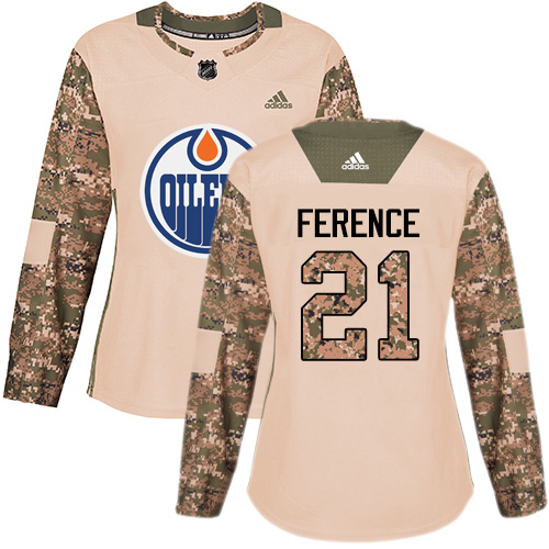 Adidas Edmonton Oilers #21 Andrew Ference Camo Authentic 2017 Veterans Day Women's Stitched Jersey Womens