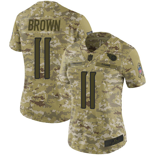 Tennessee Titans #11 A.J. Brown Camo Women's Stitched Limited 2018 Salute to Service Jersey Womens
