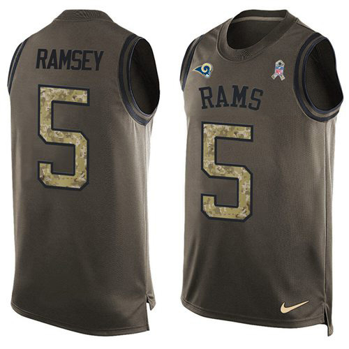 Rams #5 Jalen Ramsey Green Men's Stitched Limited Salute To Service Tank Top Jersey