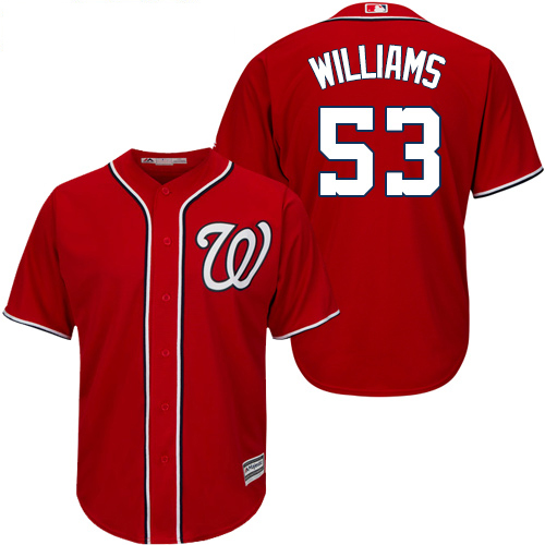 Washington Nationals #53 Austen Williams Red New Cool Base Stitched Youth Jersey Youth