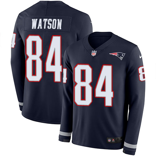 New England Patriots #84 Benjamin Watson Navy Blue Team Color Men's Stitched Limited Therma Long Sleeve Jersey Men's