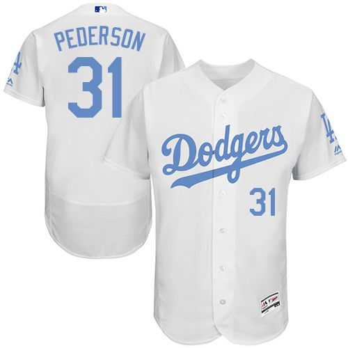 Los Angeles Dodgers #31 Joc Pederson White Flexbase Authentic Collection Father's Day Stitched Jersey Men's