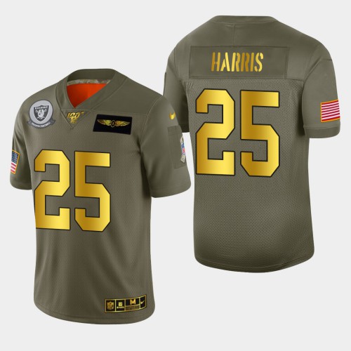 Las Vegas Raiders #25 Erik Harris Men's Olive Gold 2019 Salute to Service Limited 100 Jersey Men's