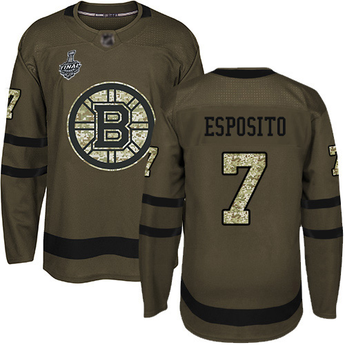 Adidas Boston Bruins #7 Phil Esposito Green Salute to Service Stanley Cup Final Bound Stitched Jersey Men's