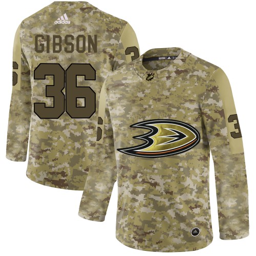 Adidas Anaheim Ducks #36 John Gibson Camo Authentic Stitched Jersey Men's