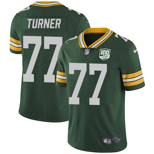 Green Bay Packers #77 Billy Turner Green Team Color Men's 100th Season Stitched Vapor Untouchable Limited Jersey Men's